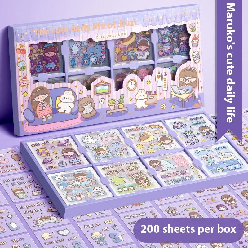 Children's sticker goo card notebook with printed designs and reusable tacky surface