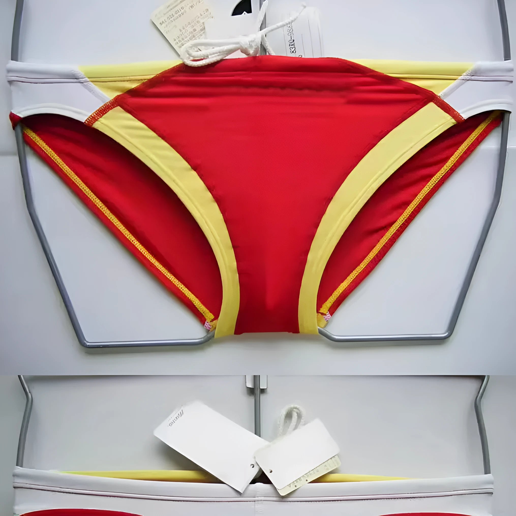 Men's red white yellow classic swim briefs nylon spandex beach swimwear