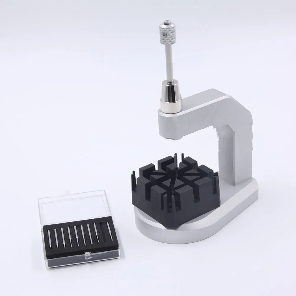 Silver multi-purpose press strap removal tool made from tool steel for watch and electronics repair