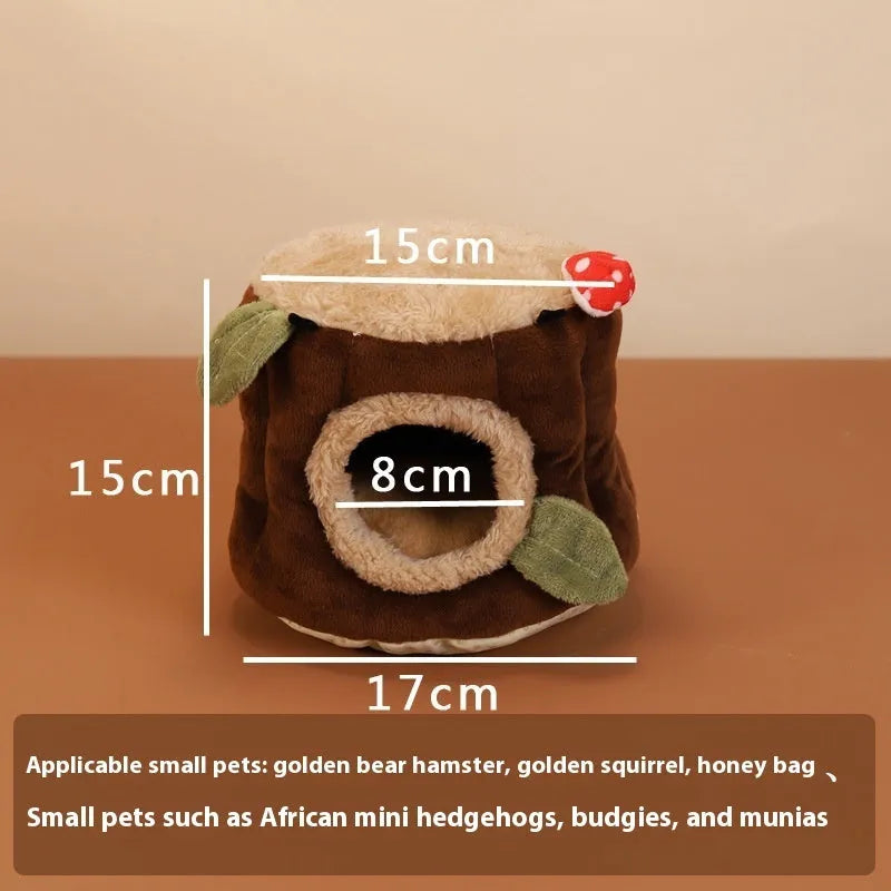 Brown cloth hanging rabbit nest with enclosed design for winter warmth