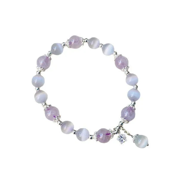Opal amethyst crystal bracelet with moon shape design larger than 20mm