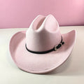 Polyester conical crown cowboy hat in khaki, side view, size M 56-58 cm