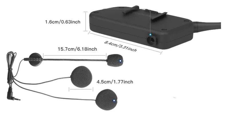 V6 Pro motorcycle Bluetooth intercom unit with headphones and mounting hardware