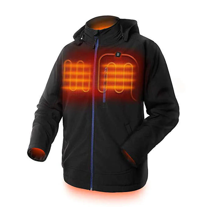 Black men's waterproof winter coat with zip pockets and straight hem design
