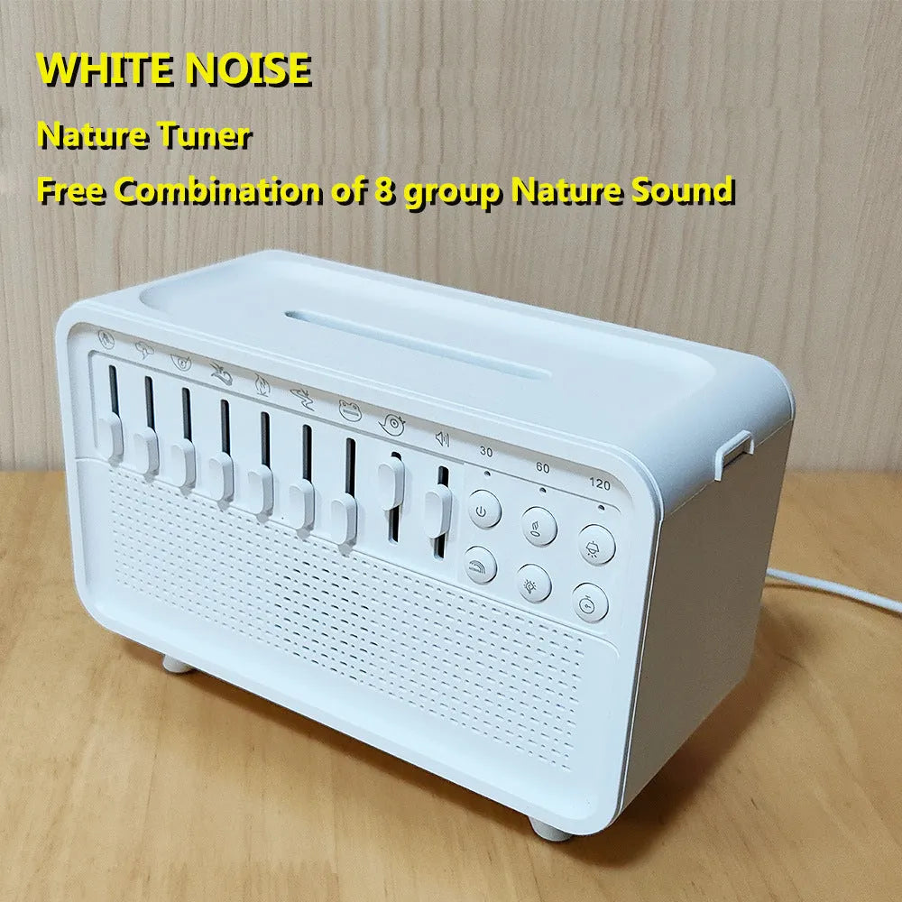 White geometric 3-in-1 Bluetooth speaker with white noise sleep machine, night light and humidifier functions