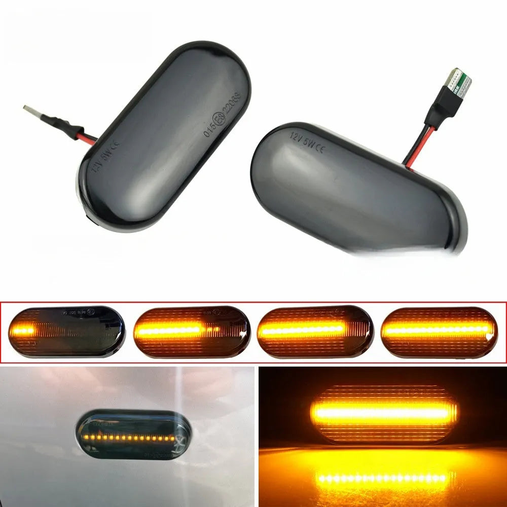 Skoda Octavia flowing water style side turn signal indicator light in blackened ABS plastic housing