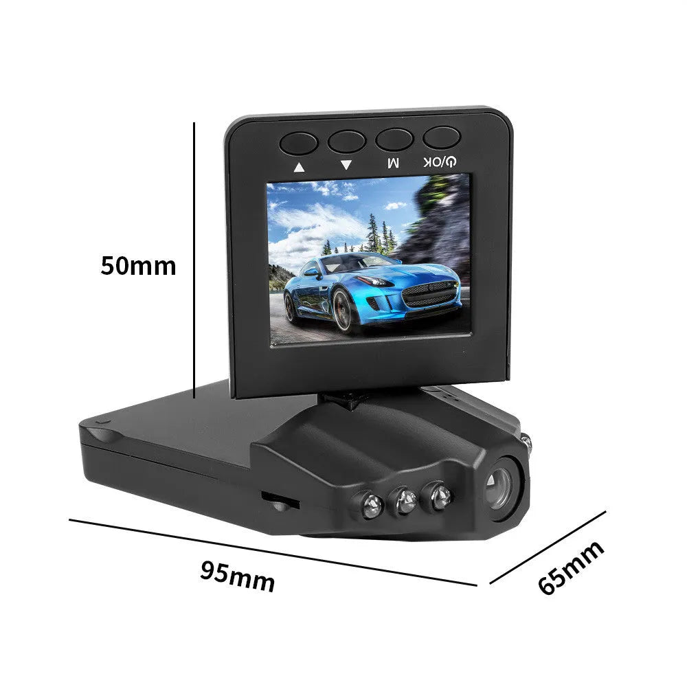 H198 model car dash camera with 2.4-inch screen and infrared lights for night vision recording.