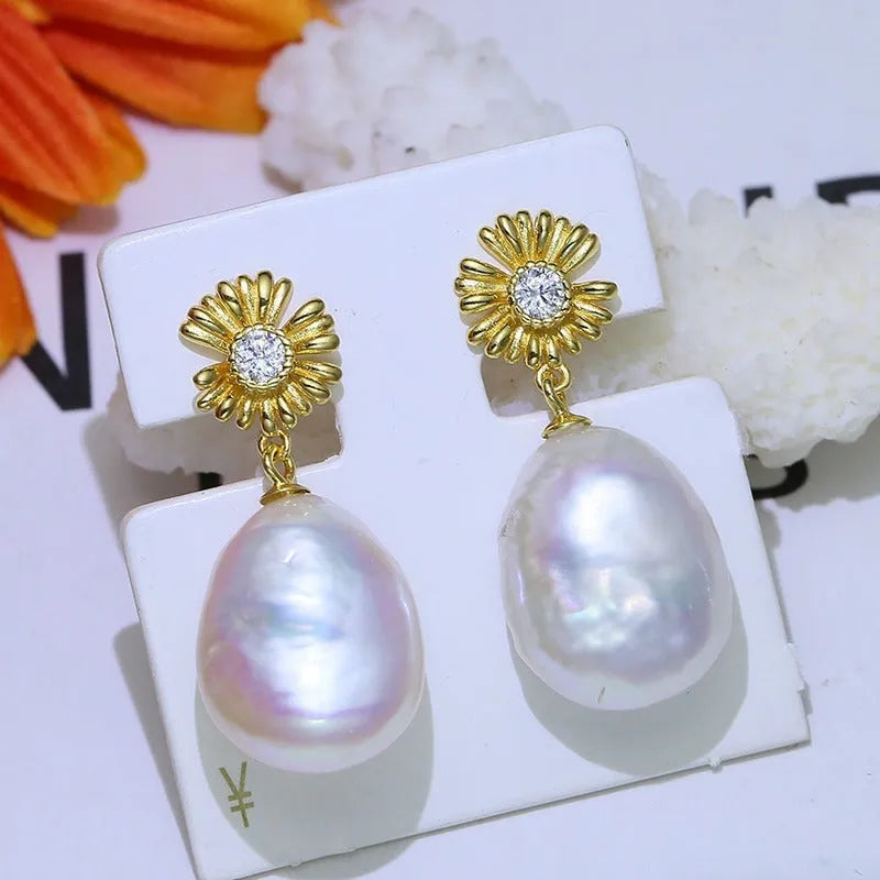 S925 sterling silver Baroque style flower earring frames on a ring holder, in gold and silver colour options.