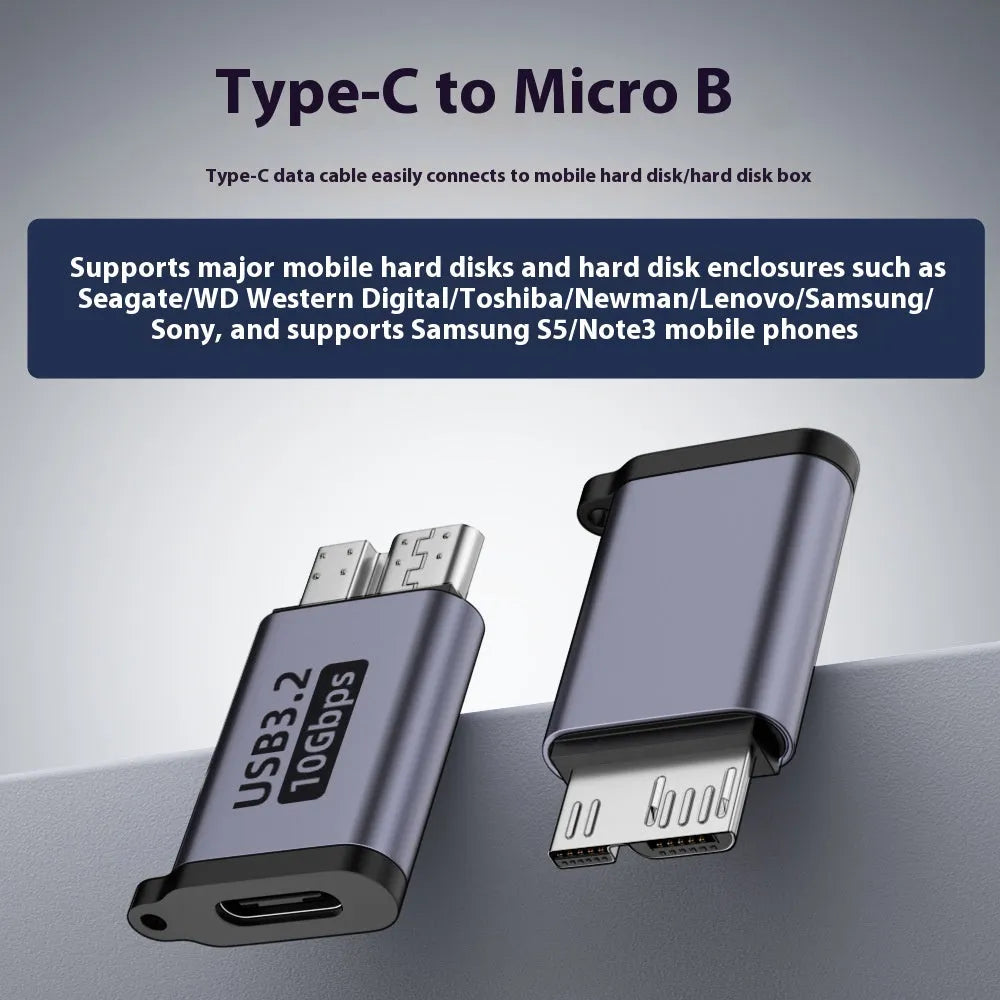 USB Type-C and USB-A to Micro B adapter for data transfer and charging compatible with mobile phones and hard drives