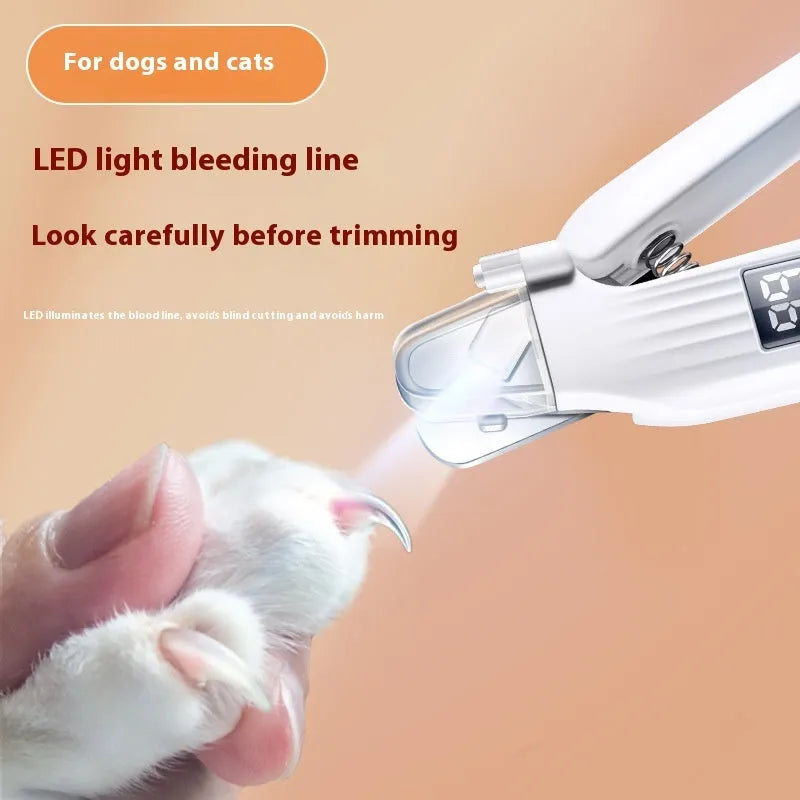 HZ8 white model dog nail clippers with integrated light and filing device for pet grooming