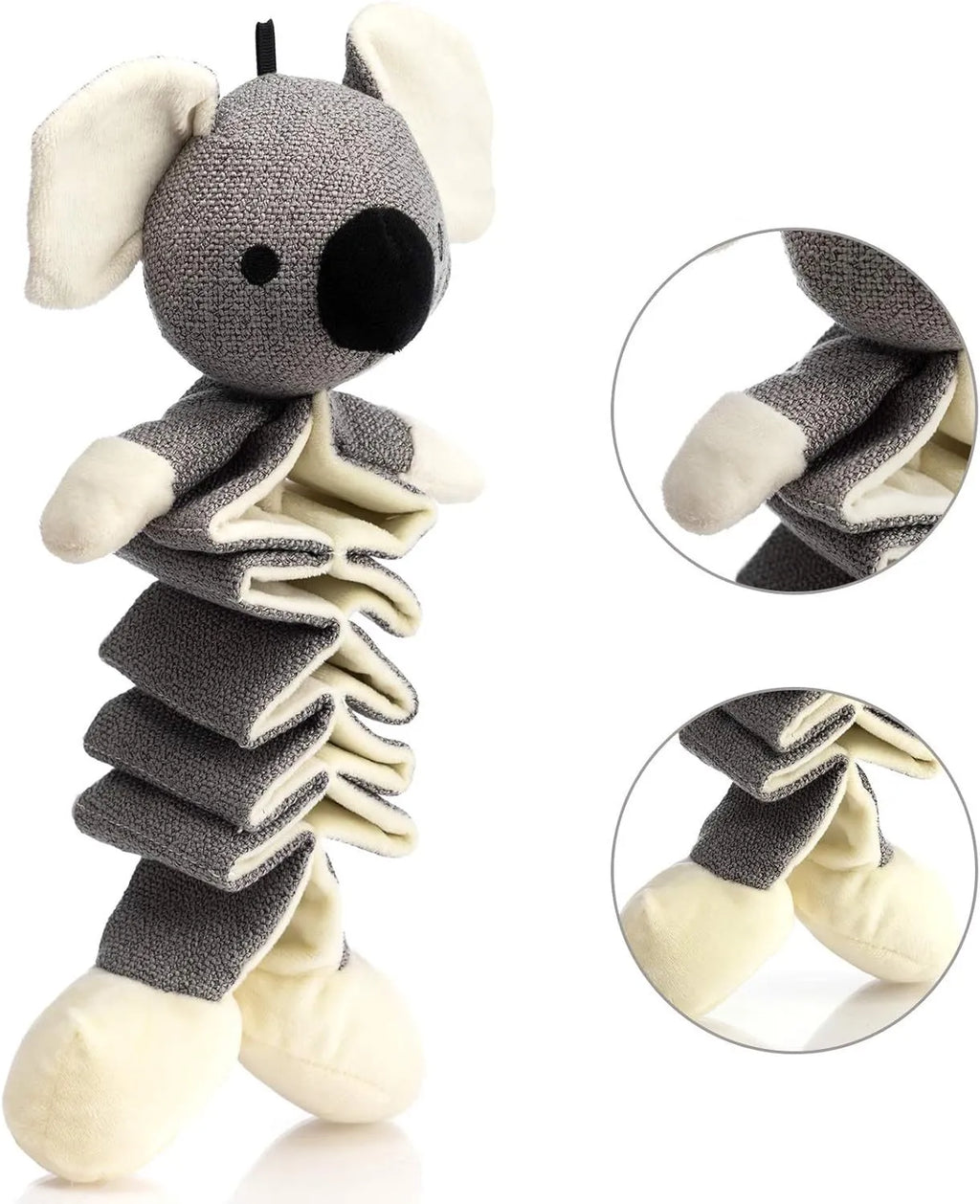 Hollypet grey koala squeaky dog toy 30cm long with crinkle paper