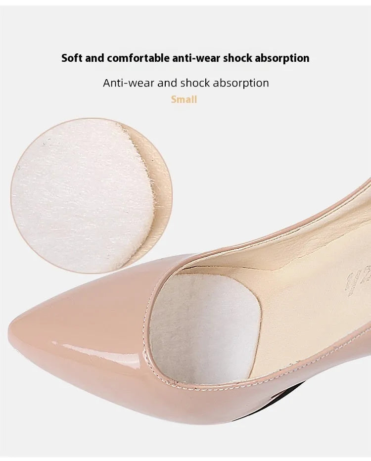 White thin felt shoe tongue stickers showing front pad design for anti-wear protection