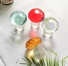 Colourful crystal mushroom decorative ornament in modern geometric style.
