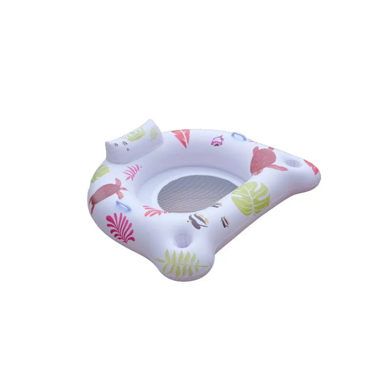 White luminous U-shaped PVC inflatable float seat on water.