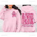 Pink Breast Cancer Awareness pullover hoodie with art retro design and a side seam pocket.