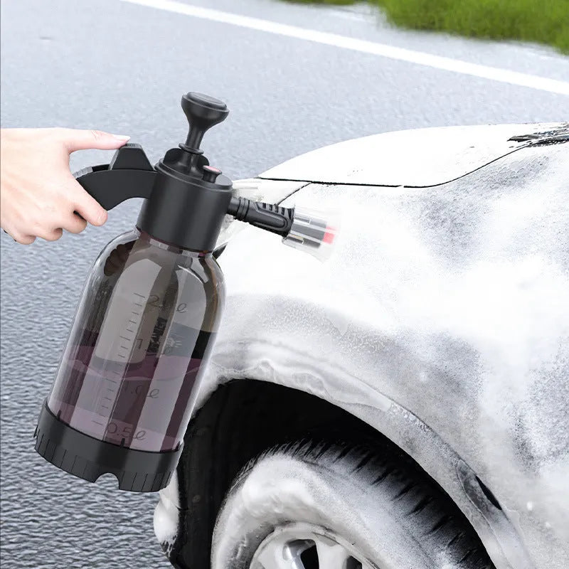 Black 2L foam watering can sprayer with pump handle and two nozzles