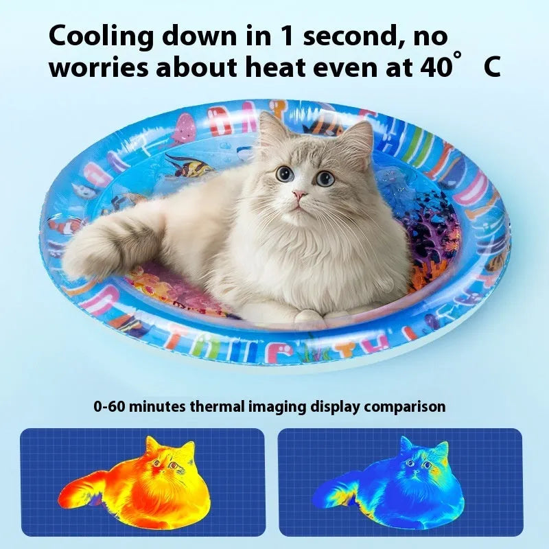 PVC inflatable pet cooling water mattress in Underwater World, Dolphin, or Shark design