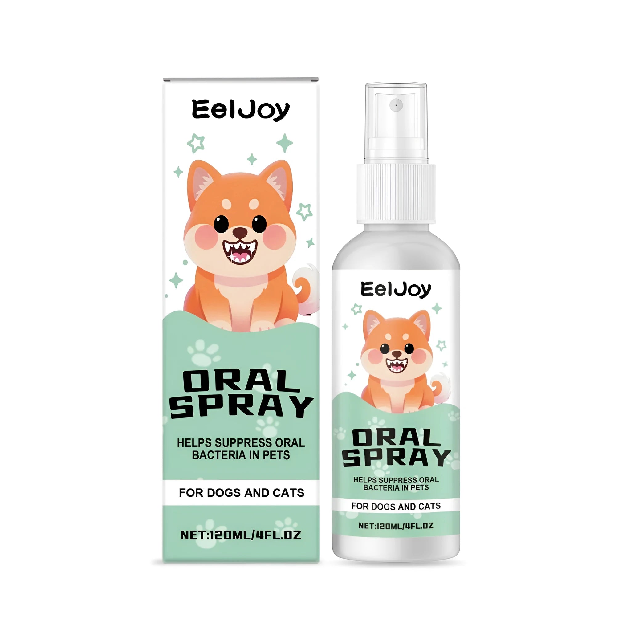 120ml bottle of pet oral spray with chlorhexidine and mint extract for dog and cat teeth