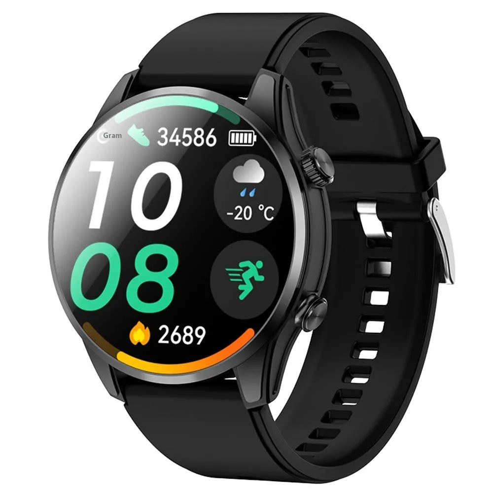 Intelligent dual-frequency positioning outdoor sports watch with heart rate monitor, black colour, alloy body, touch screen