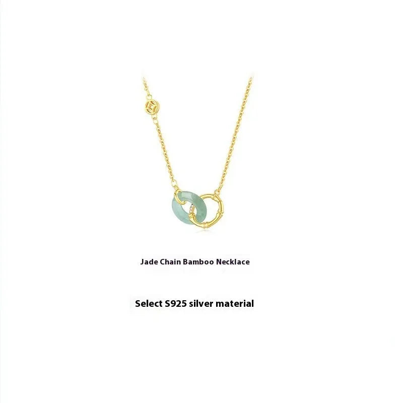 Sterling silver bamboo peace buckle pendant necklace with pearl accents on adjustable O-ring chain