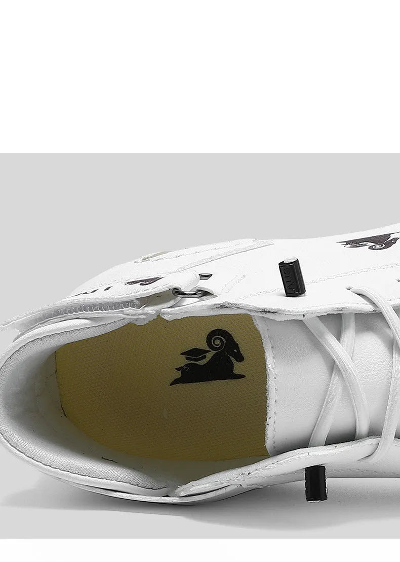 Men's khaki high top boots with octopus design, rubber sole, and pigskin ankle collar.