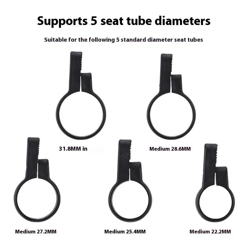 Plastic bicycle taillight bracket with anti-theft features mounted on seat post in red colour