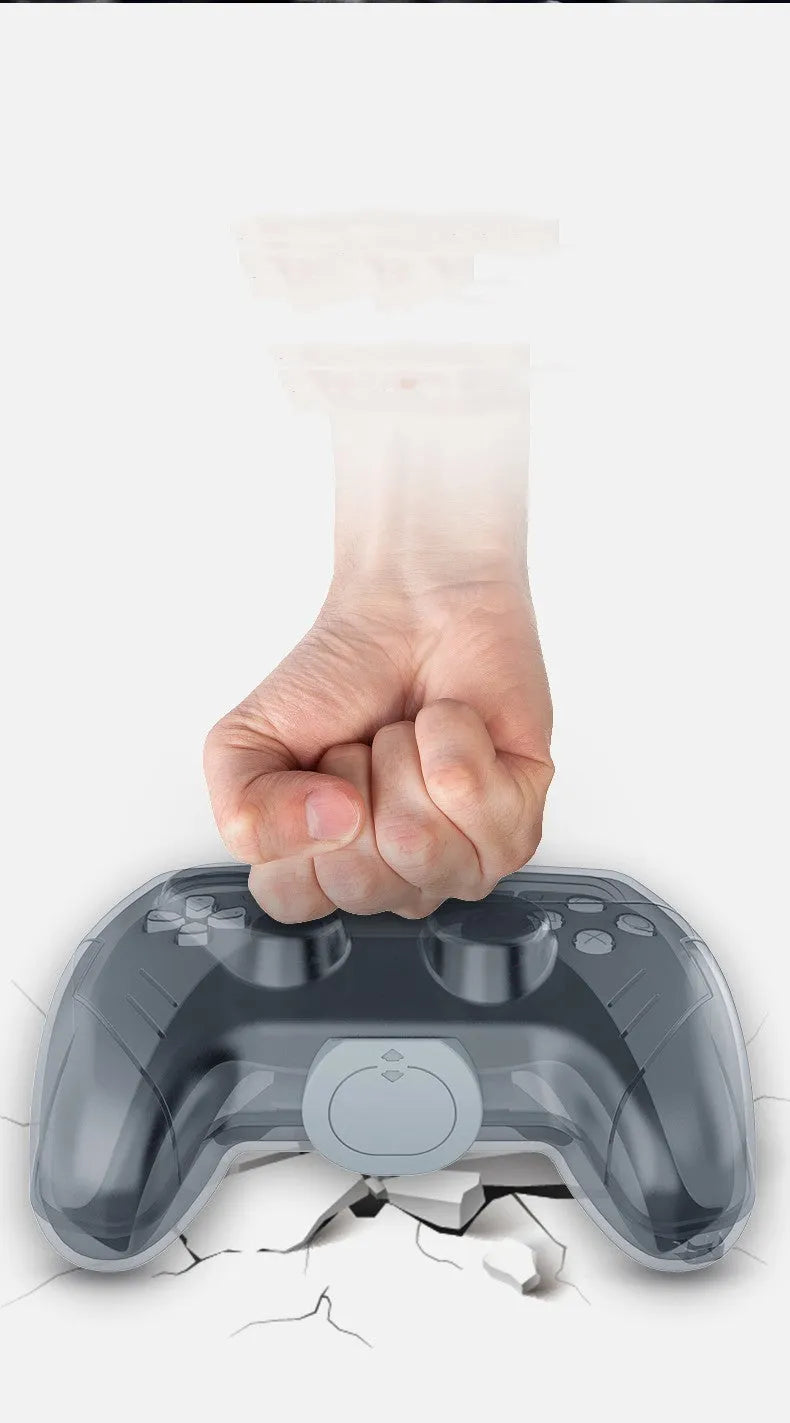 Grey transparent hard plastic case for game controller storage and protection