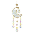 K9 crystal moon-shaped pendant on a 420mm cord for car rear-view mirror decoration.