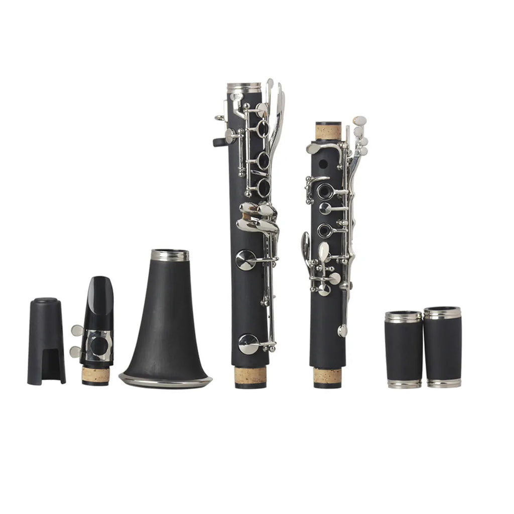 Black Bakelite clarinet with nickel-plated 17-key system for beginner test playing