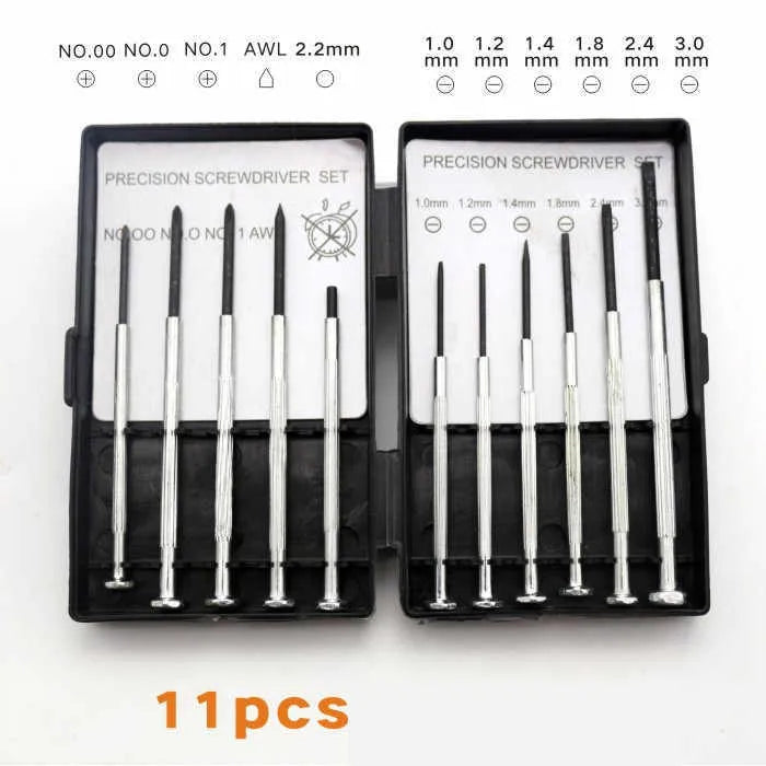 TH-6177 11-piece precision screwdriver set for electronics and clock repair with 45# steel construction