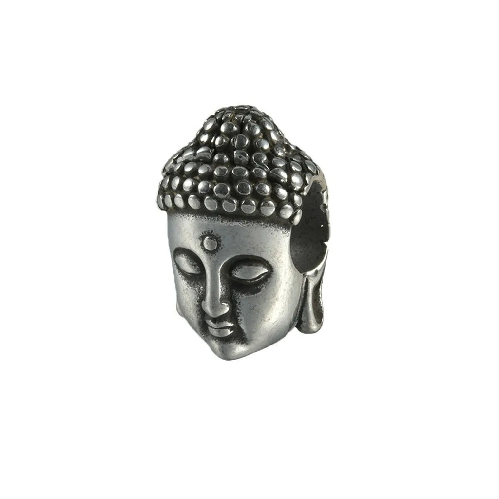 Stainless steel hollow skull Buddha earrings in hip hop style with geometric shape.