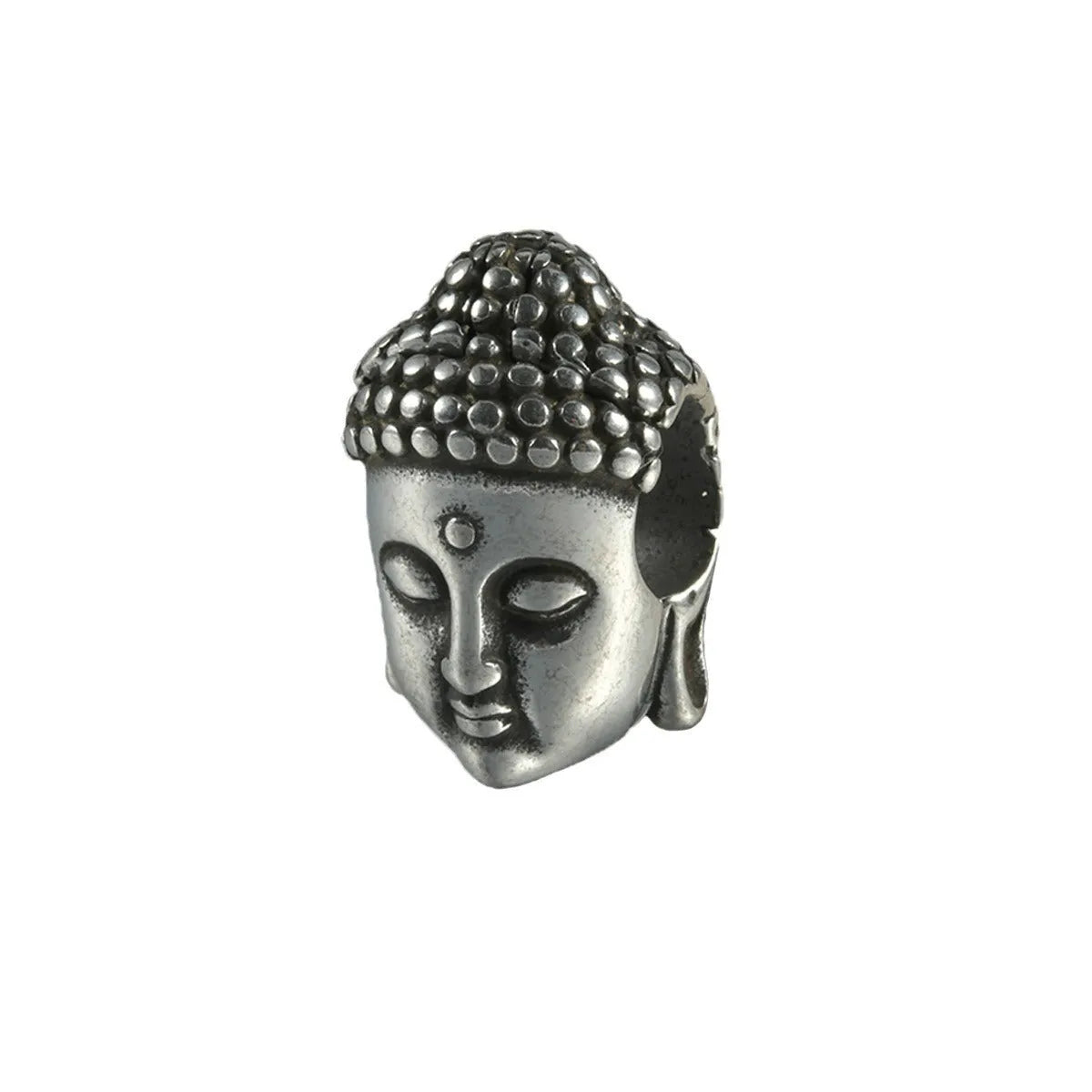 Stainless steel hollow skull Buddha earrings in hip hop style with geometric shape.