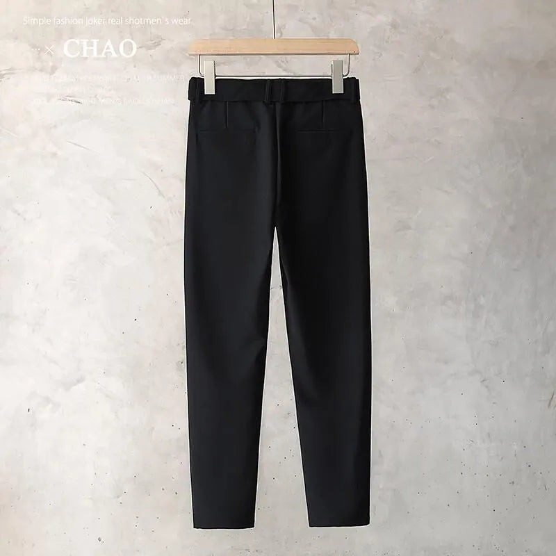 Boys slim straight wool blend trousers in tapered fit with straight leg opening