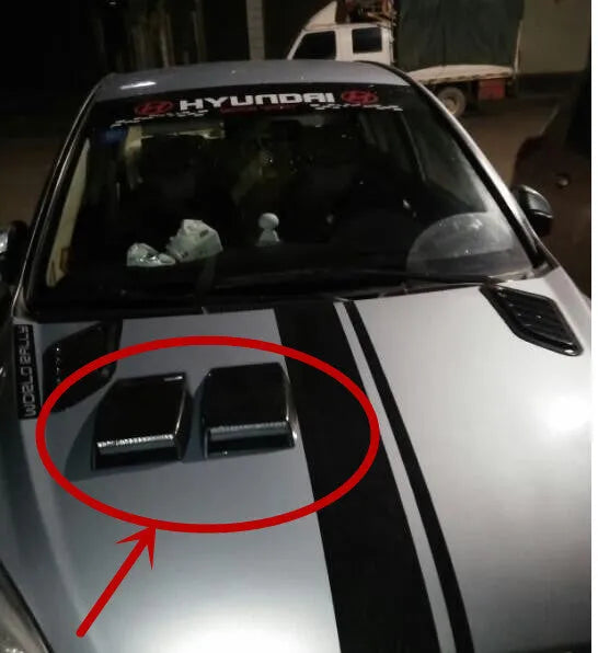 Black ABS plastic decorative car air vent with 260mm length and 33mm air inlet height.