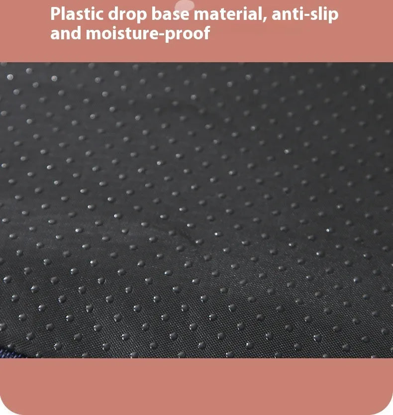 Brown removable cover sponge dog mat lying on a wooden floor