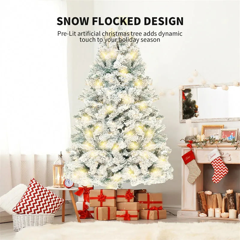 PVC artificial Christmas tree with snow effect and metal stand in 180cm or 230cm heights
