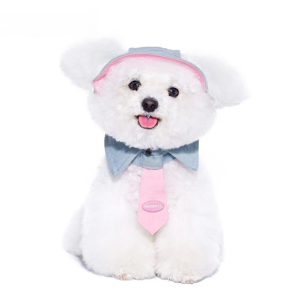 Blue bamboo fabric dog saliva towel for small breeds like Yorkshire and Bichon