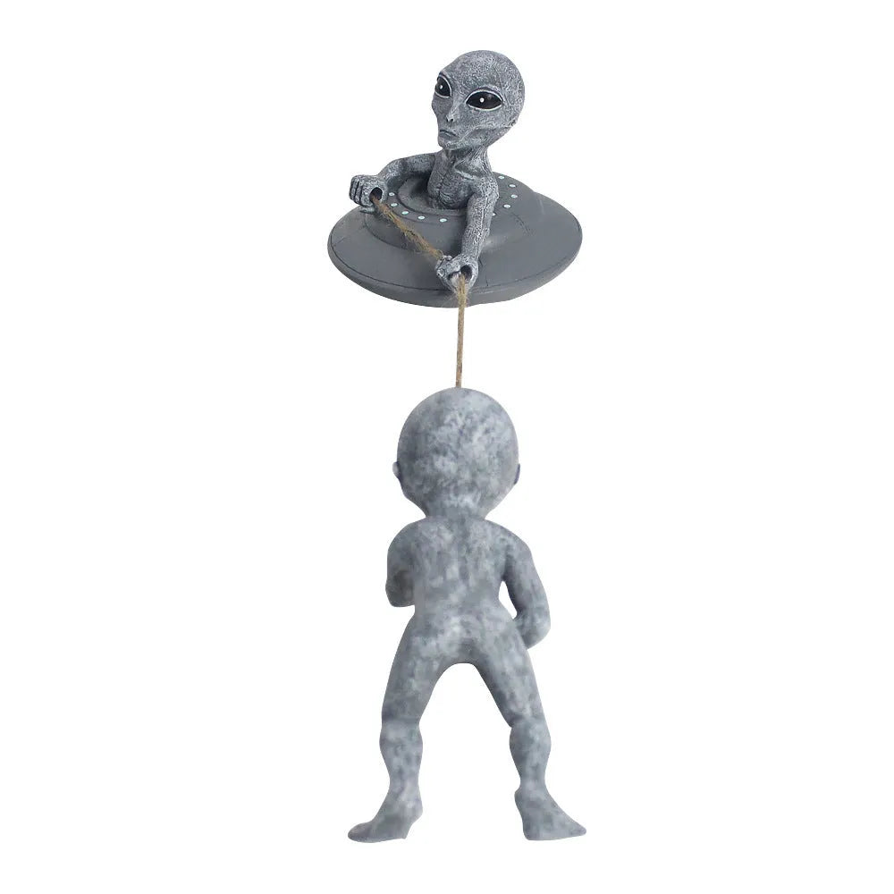 Grey resin alien tree pendant garden decoration with carved pastoral styling