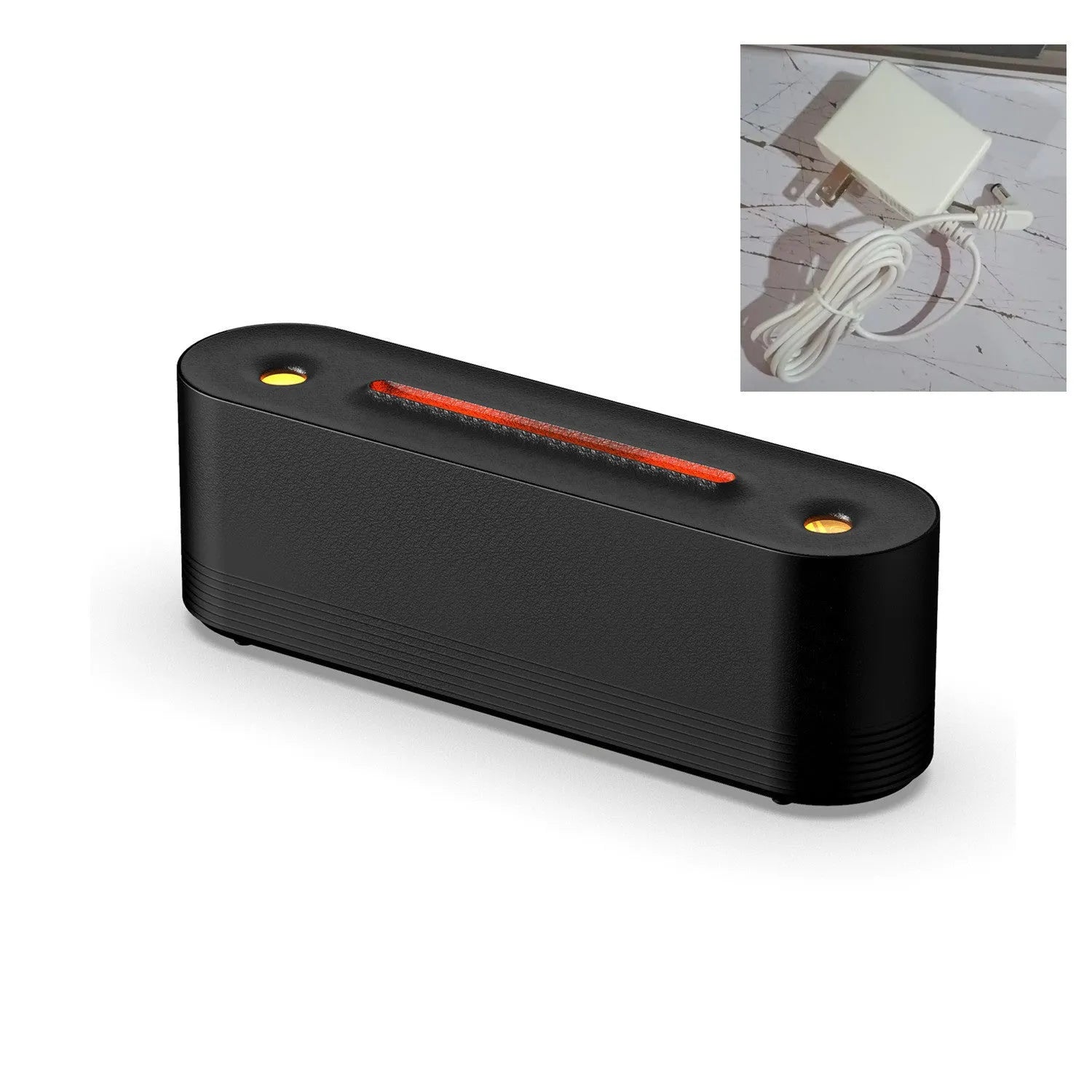 Black or white flame air humidifier and aroma diffuser with LED lights and water mist