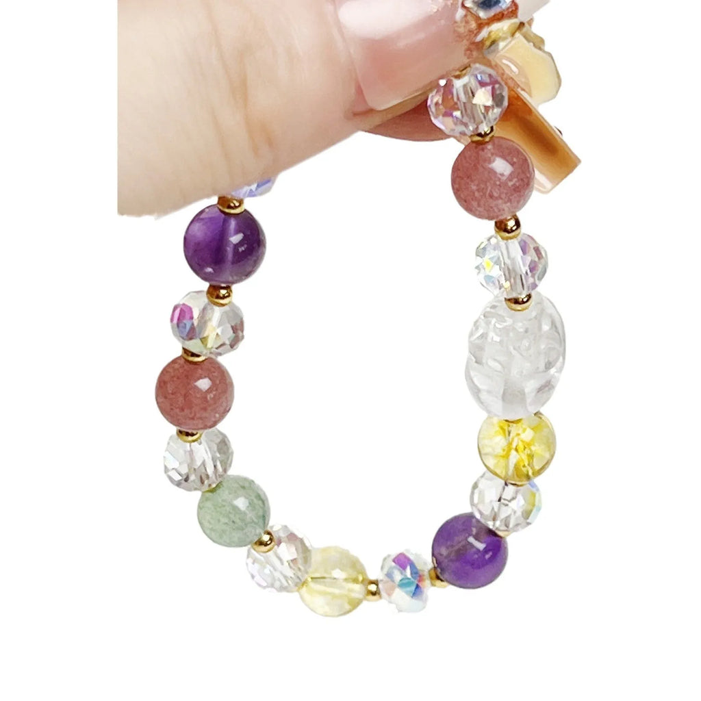 Handmade women's crystal bracelet with a detailed Phoenix Nine Tail Fox animal zodiac charm.