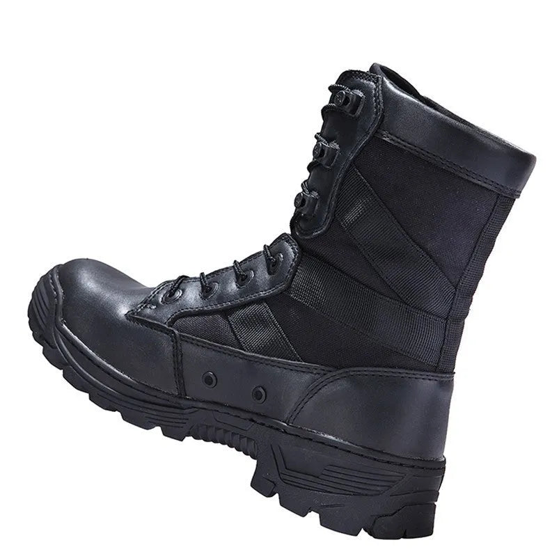Desert Male Battle waterproof hiking boots for men in black, side view, outdoor setting
