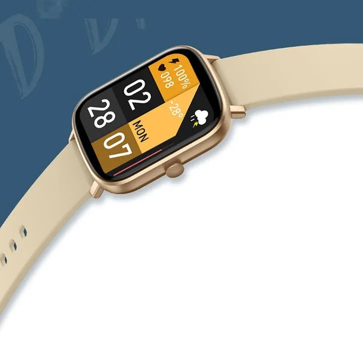 Intelligent pedometer bracelet with 1.7-inch TFT screen and silicone strap, shown in black