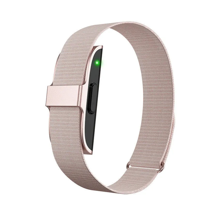 Smart bracelet in silver with heart rate blood pressure sleep and blood oxygen monitoring on display, waterproof sports design