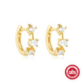 Small round geometric sterling silver stud earrings with a diamond pattern, available in gold or silver colour.