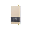Household constant temperature water heater with LED touch screen in gold, silver, or white finish.
