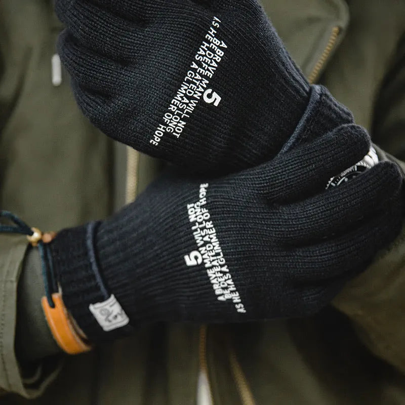 Men's winter cycling gloves in polyester free size black and green for outdoor biking