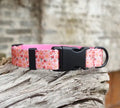 Flower pattern nylon pet collar in Hanada colour with adjustable sizing