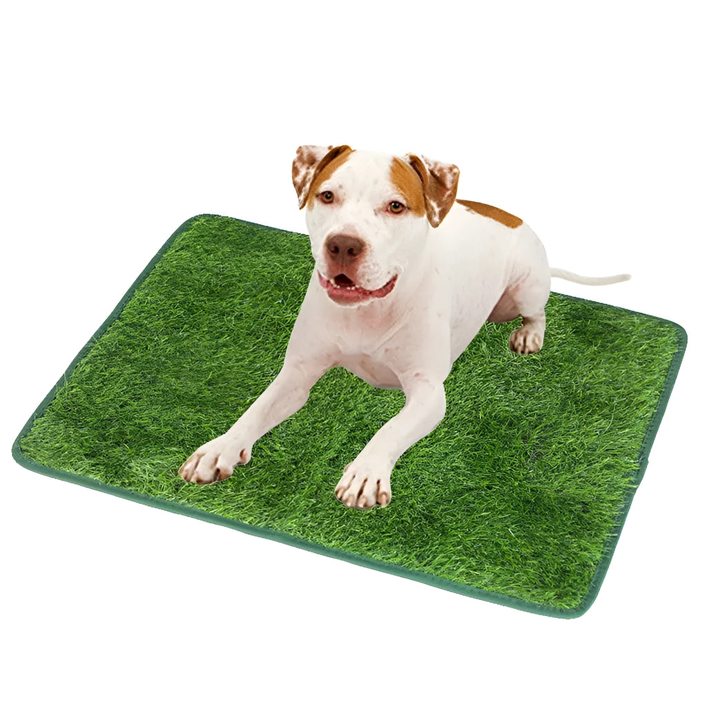 Green dog pee training grass mat with realistic texture for indoor and outdoor pet potty training