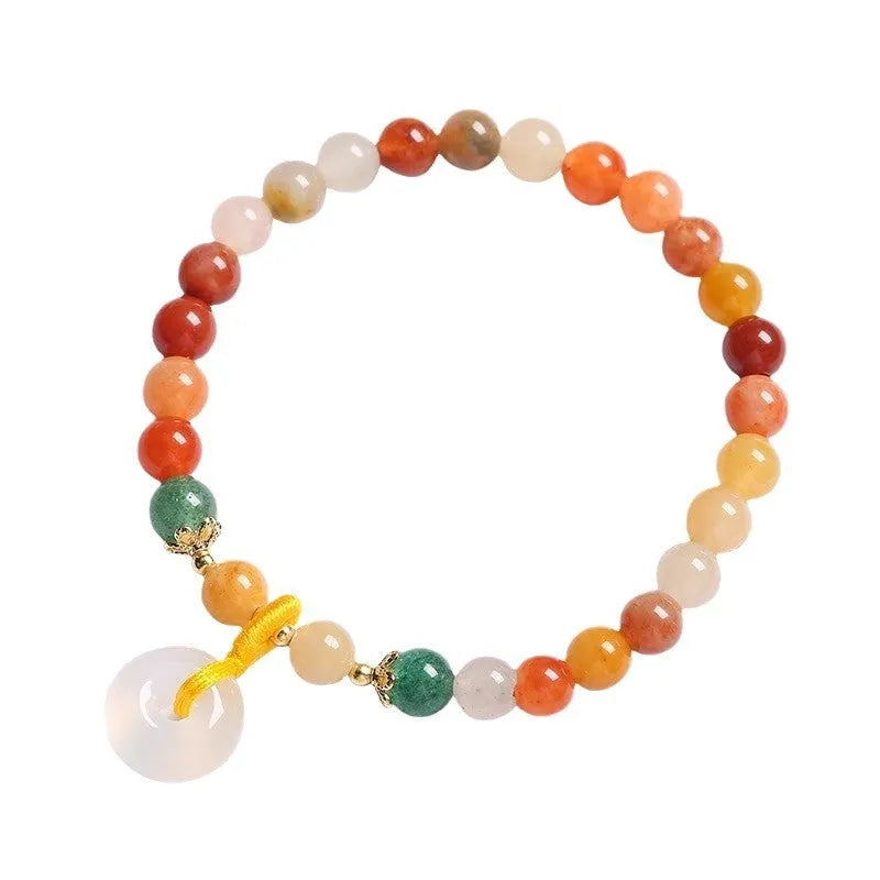 Handmade Chinese bracelet with Jinsi jade safety buckle and 6mm natural stone beads