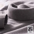 Men's plus size knitted turtleneck sweater in black, straight fit, high neck, long sleeves, winter casual wear